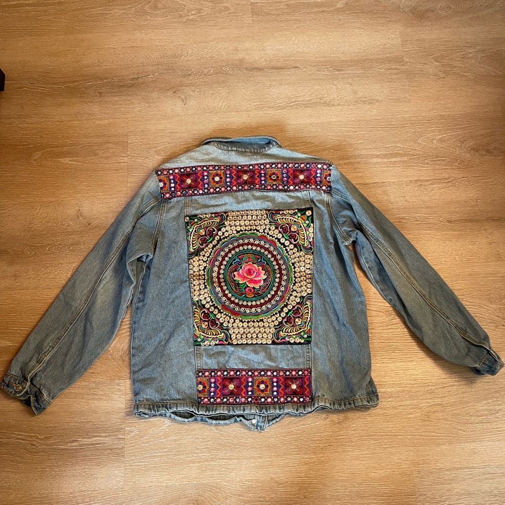 Embroidered Denim Jacket - Multicolor